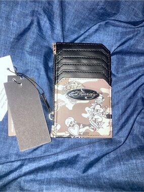 Ed Hardy Black and Brown Camo Tattoo Card Holder